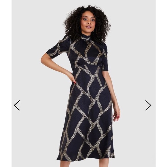 Closet London Black & Gold Midi Dress - Picture 2 of 6